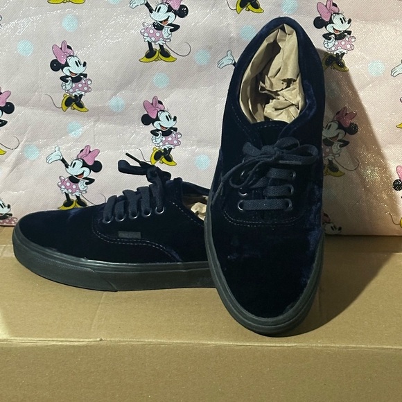 Vans Velvet Sneakers in Black and Navy - Picture 5 of 6
